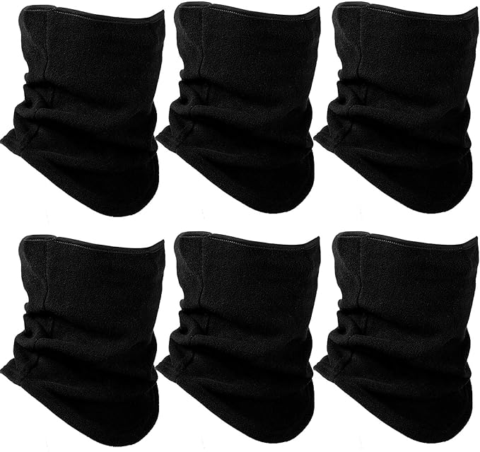 6 Pieces Winter Fleece Neck Gaiter Warmer Face Covering Windproof Half Balaclava Neck Scarf for Cold Weather Skiing