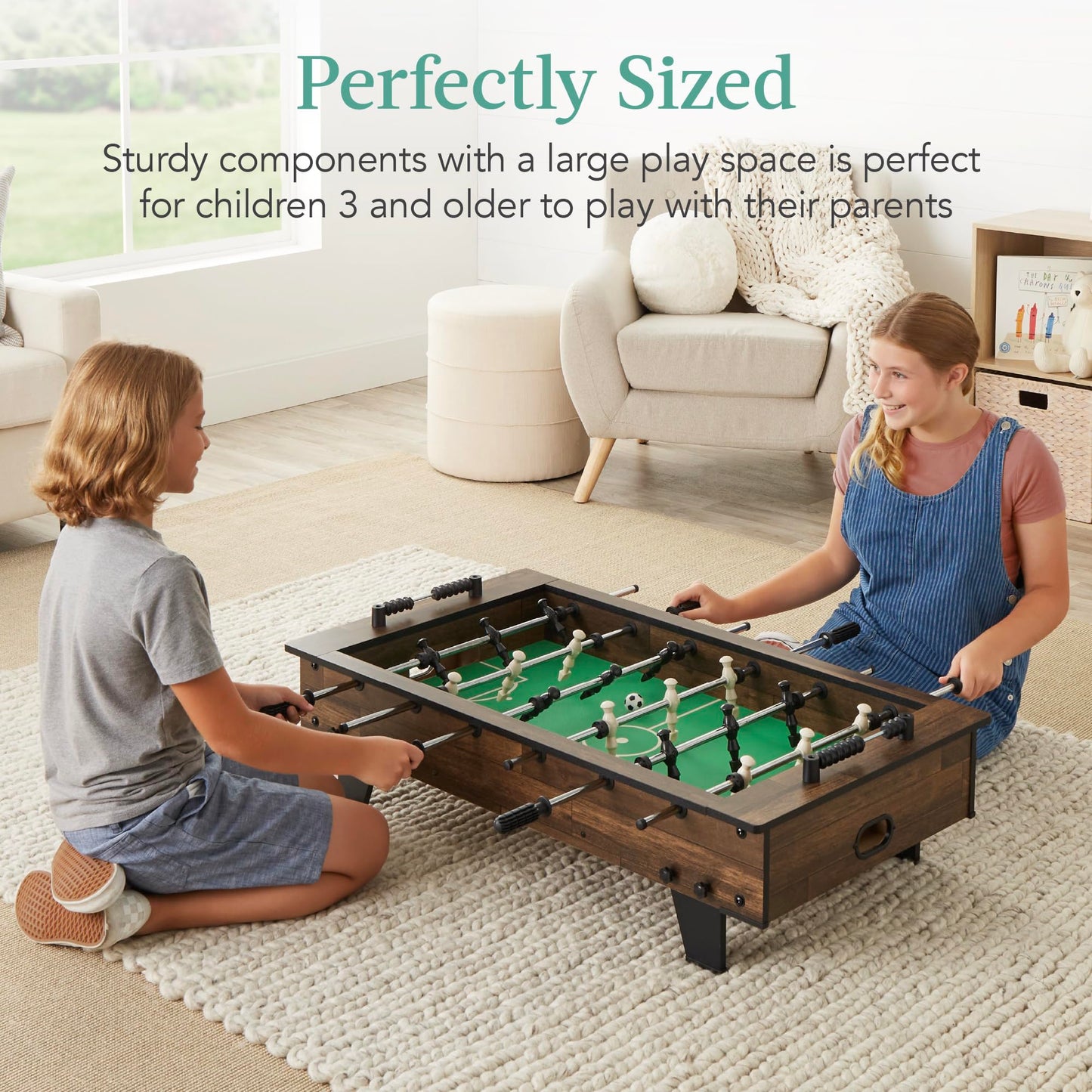 Best Choice Products 40in Tabletop Foosball Table, Compact Mini Arcade Table Hand Soccer for Kids and Adults, Home, Game Room w/ 2 Balls - Dark Wood