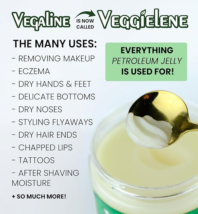 Beesaluxe Veggielene - 100% Natural, Vegan & Hypoallergenic Alternative to Petroleum Jelly - Unpetroleum - Lips, Hands, Baby, Makeup Remover and More (8 Ounce)