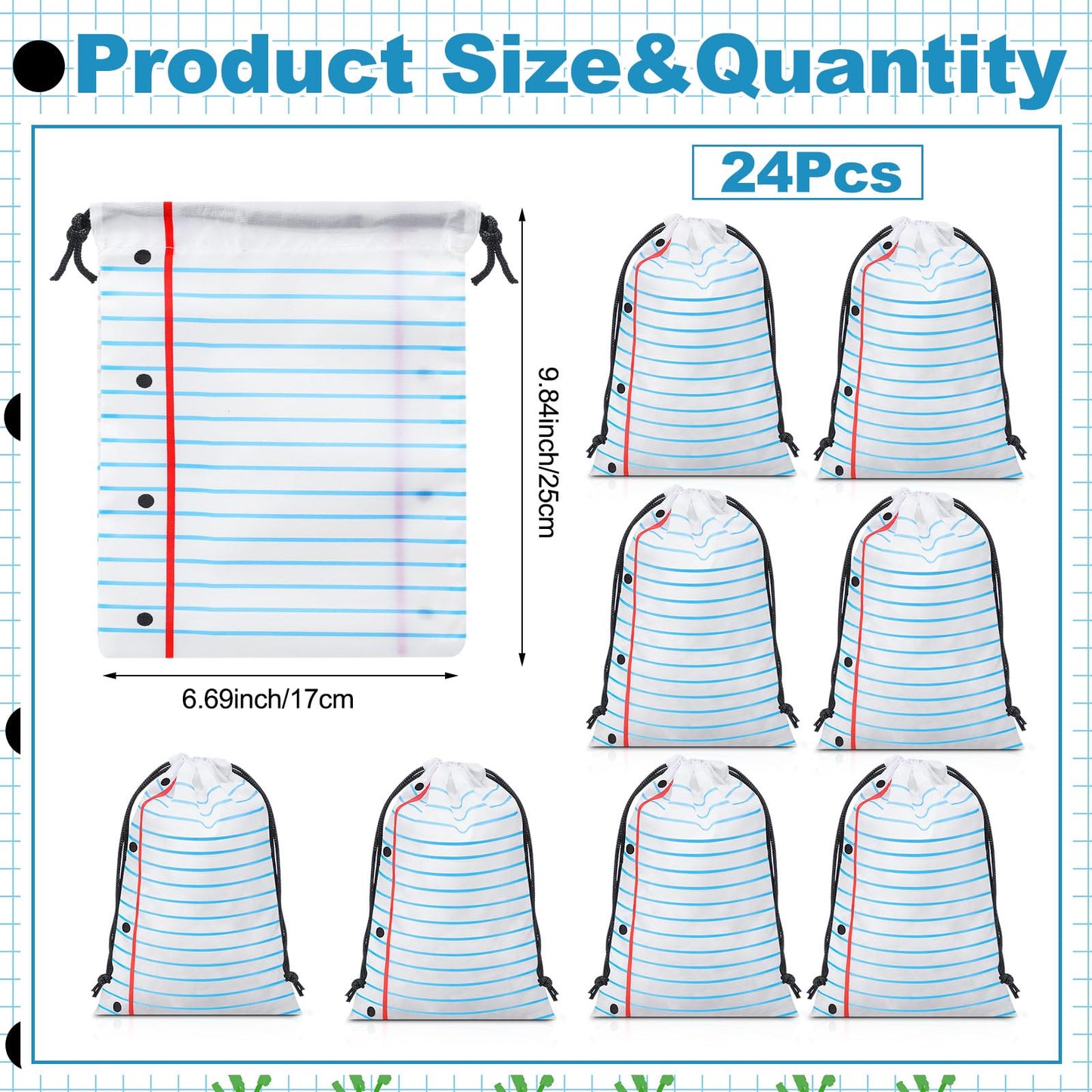 24 Pcs Graduation Gift Bag 10 x 7 Inch Notebook Drawstring Backpack Teacher Appreciation Week Favor Bulk Preschool Graduation Goodie Bag Kindergarten Birthday Supply Back to School Party Decoration