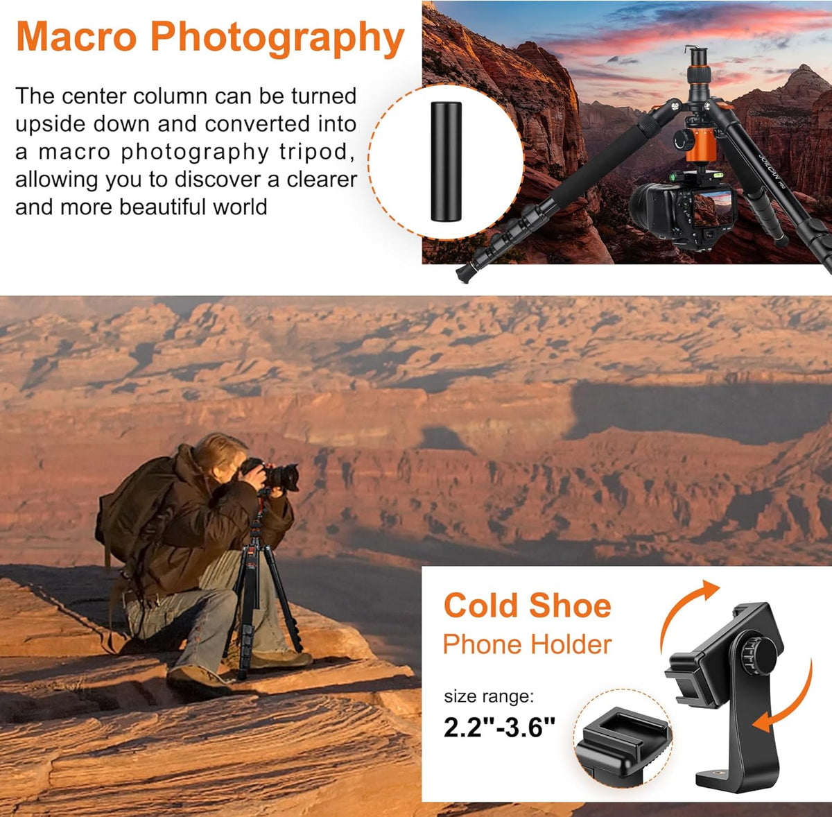 JOILCAN Tripod for Camera, 81" Aluminum Camera Tripod, 83" DSLR Tripods & Monopods, Heavy Duty Travel Tripod for Binoculars Spotting Scope Telescope, Professional Complete Tripod Units, Payload 35lb