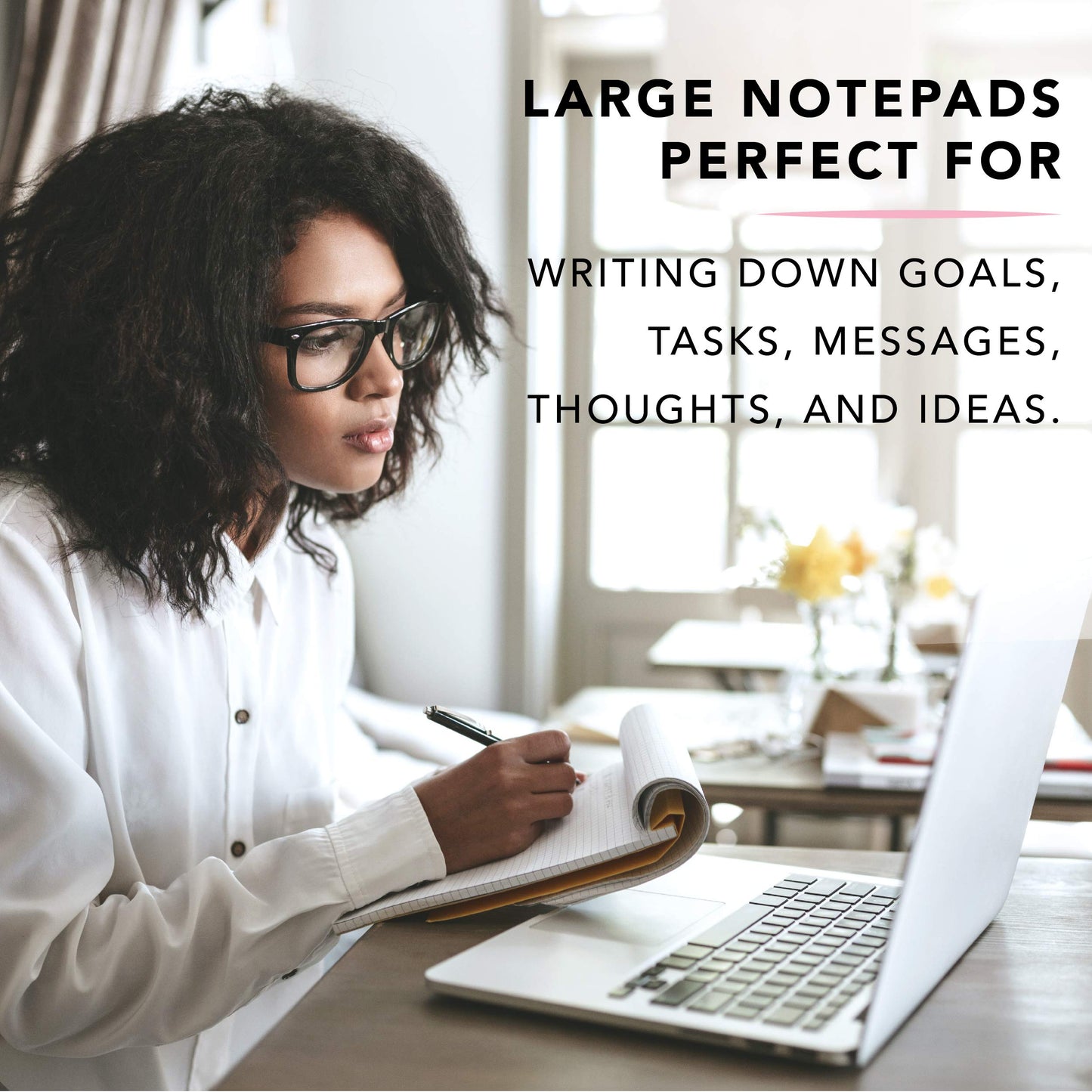 Graphique Large Notepad, Brush Strokes – 6" x 8", Cute Notepad with 150 Tear-Off Sheets, Features the Word “Notes” on Every Page – Perfect for Note Taking, List Making, and More
