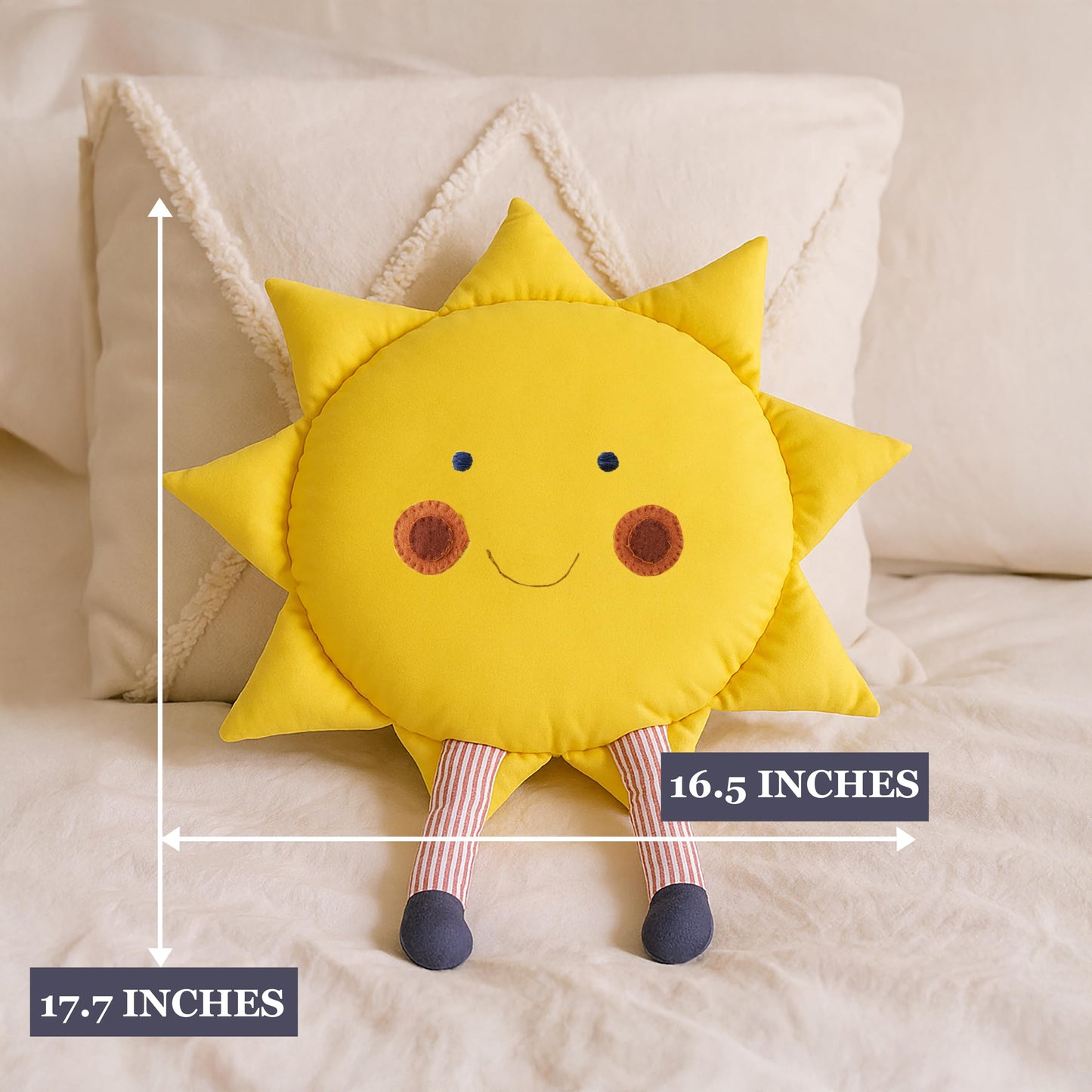 Art Capsula Sun Shaped Decorative Pillow – Boho Nursery Decor & Sunshine Room Accent – Handmade 100% Cotton Cushion (Mustard Yellow)