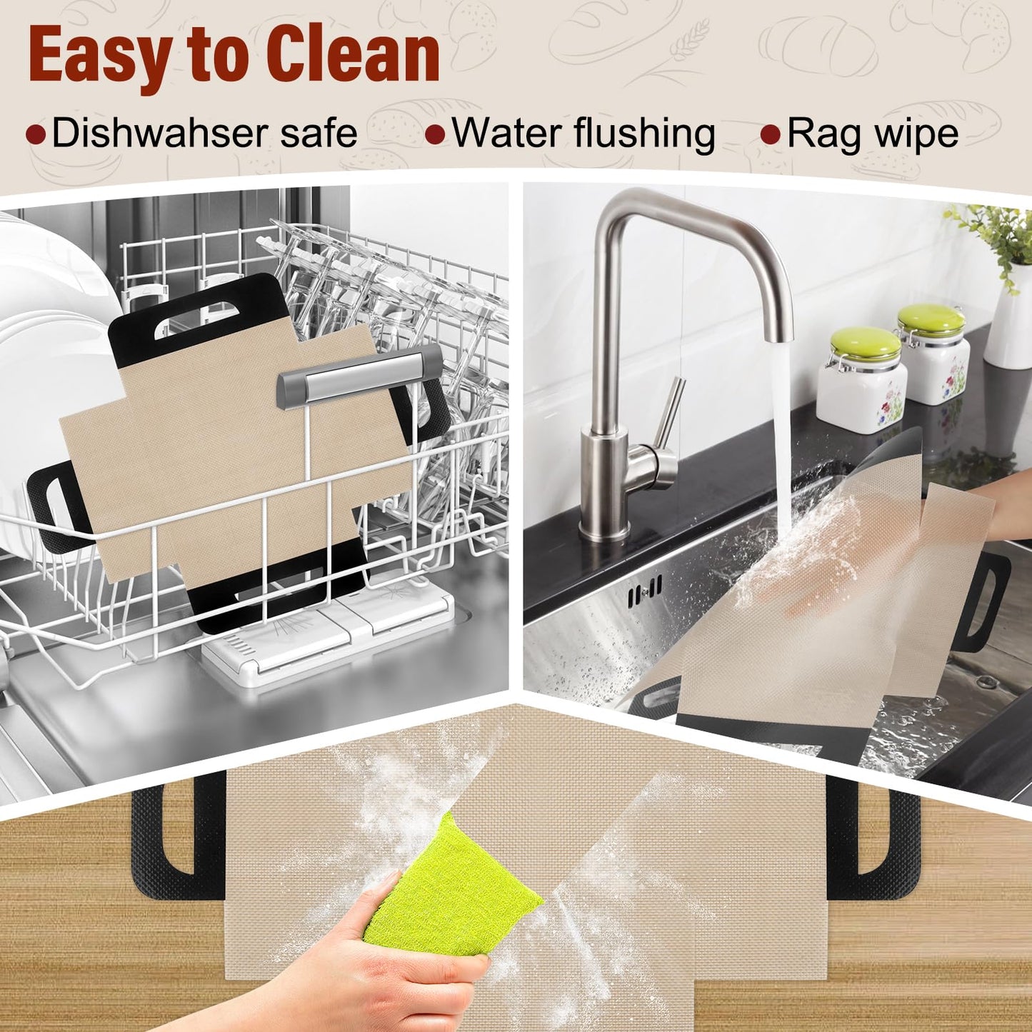 Upgraded Loaf Pan Liners with 4 Handles, 2 PCS Reusable Silicone Bread Sling, Bread Sourdough Baking Mat Non-Stick & Easy to Clean, Best Fits 9x5" or 1.5lb Loaf Pans, Black