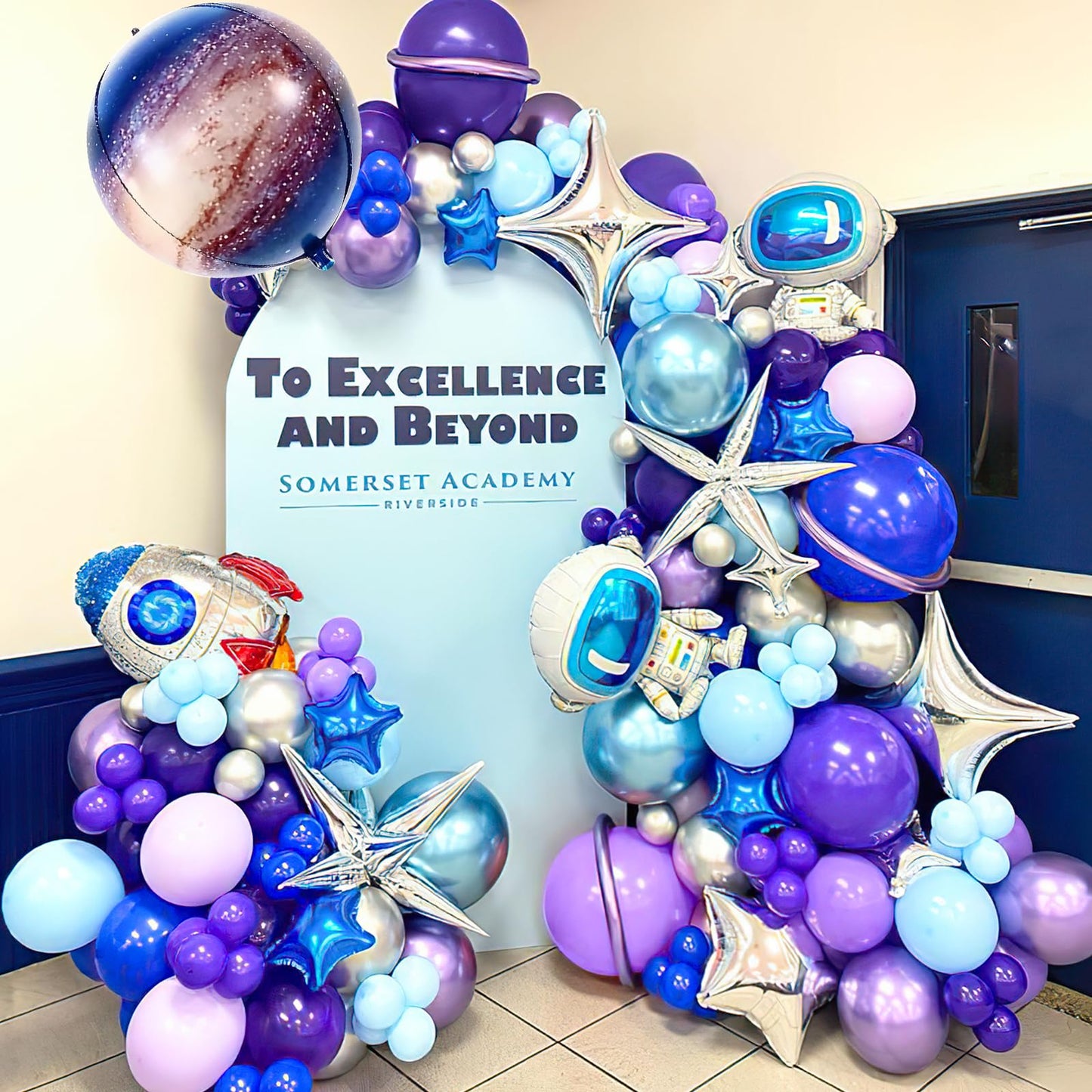 168PCS Space Themed Party Decorations Outer Galaxy Balloon Arch Kit with Blue Purple Silver Planets Stars for Galaxy Solar System Birthday Space Theme Christmas Party Decorations