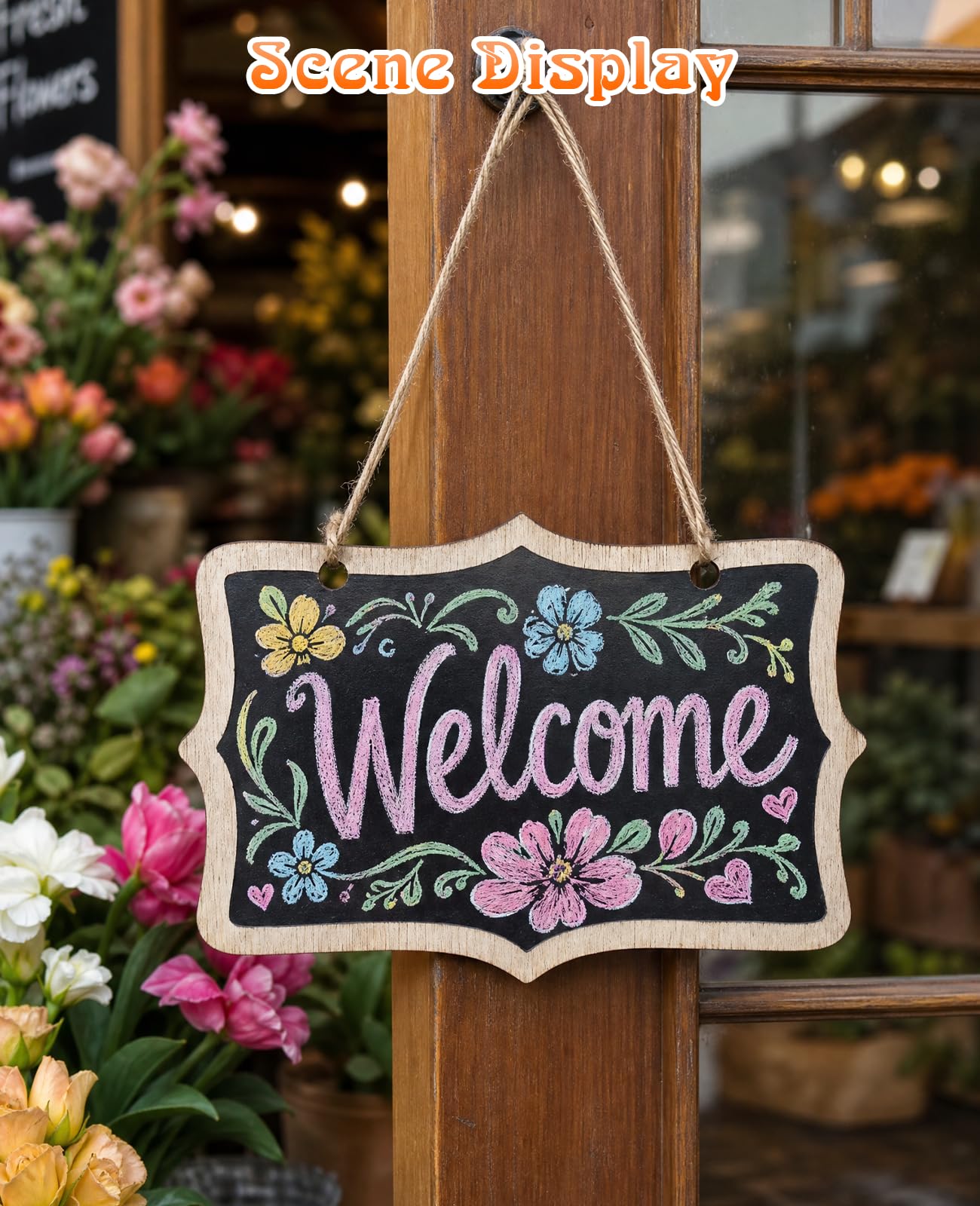 Gaahkai 10 PCS Large Hanging Chalkboard Signs, 9"x6" Reusable Double Sided Wooden Chalk Board for Wedding Kitchen & Party