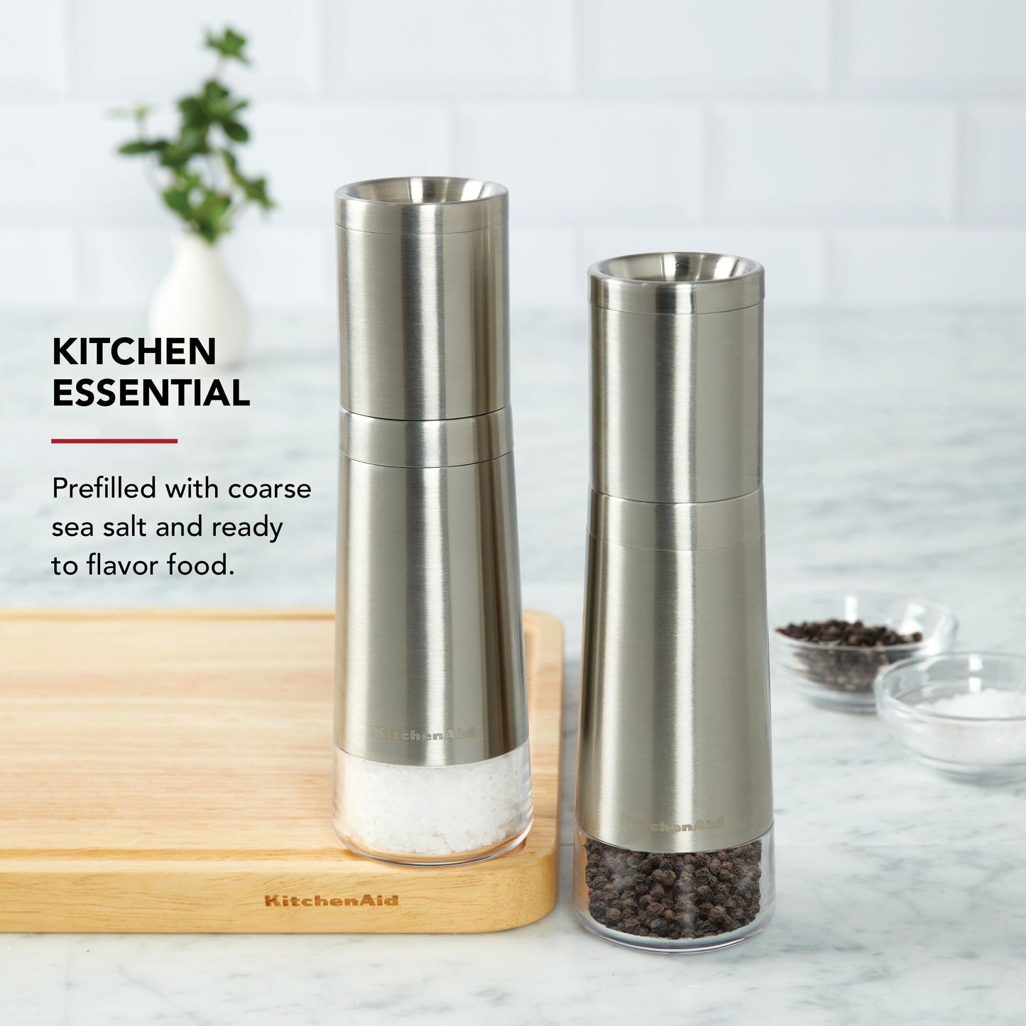 KitchenAid Stainless Steel Filled Salt Grinder, 8 Inch