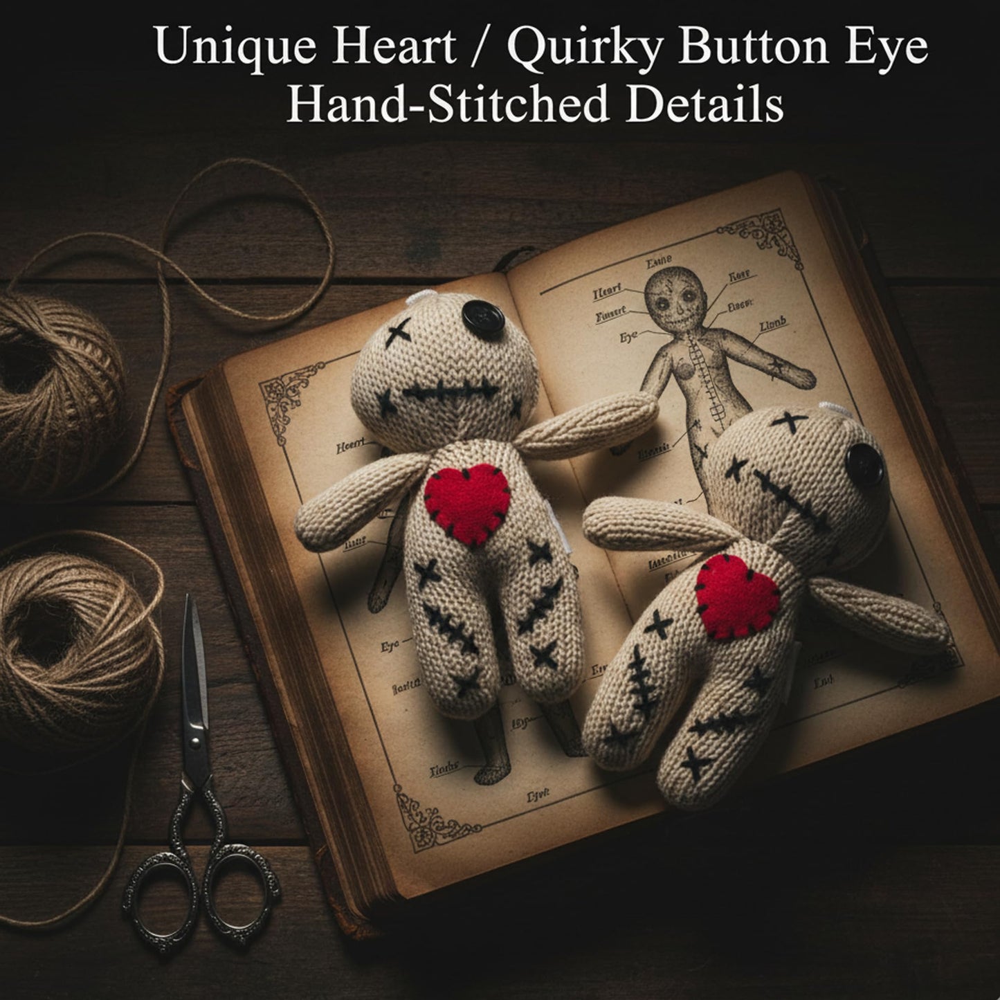DKUUPEX Voodoo Doll with 18 Pins, Creepy Horror Plush Stress Relief Halloween Decoration & Funny Gag Gift for Friends, Office & Party for Adult