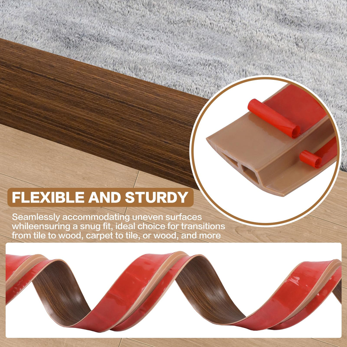 Floor Transition Strip Vinyl Door Threshold Ramp Self Adhesive Carpet Edging Strip Doorway Edge Trim