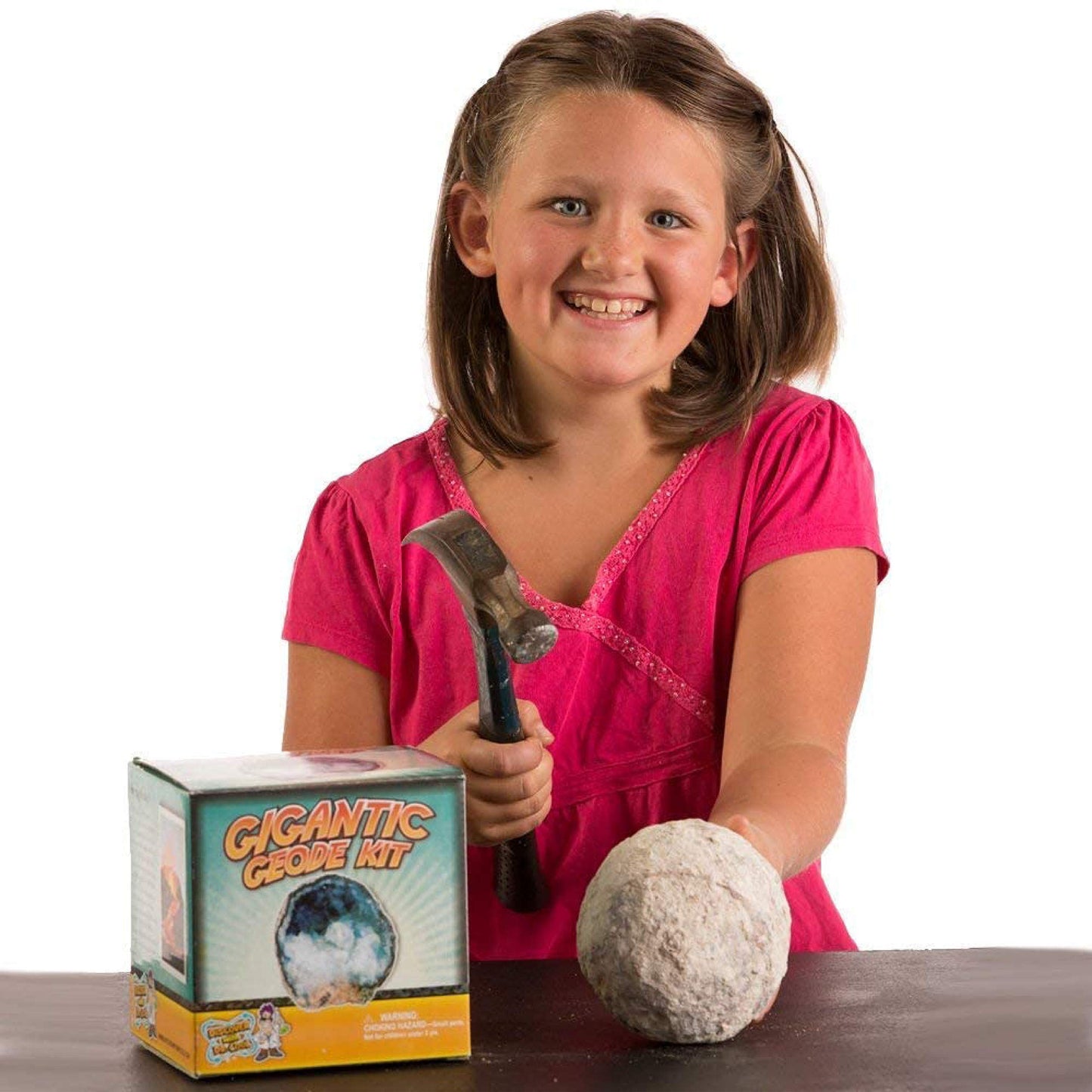 Blue Marble Break Open A Gigantic Geode – Break Your Own Large Geode with Crystals, Earth Science Kit for Kids to Learn Geology, Gifts for Rock Collectors, Cool Rocks for Boys and Girls