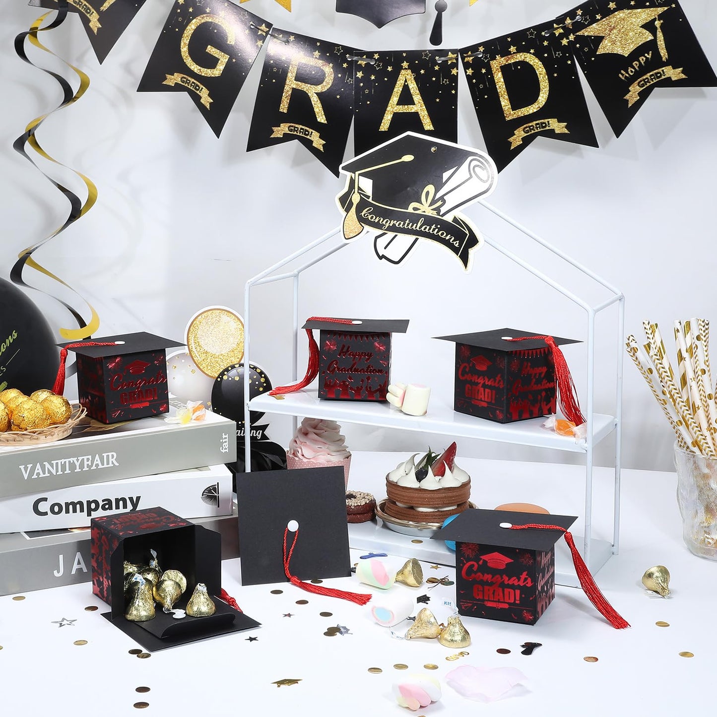 COTOPHER 36 Pack Mini Graduation Cap Gift Boxes with Tassel, Class of 2026 Graduation Candy Boxes Centerpieces for Tables Party Decorations, Small Treat Chocolate Box Graduate Favors Supplies