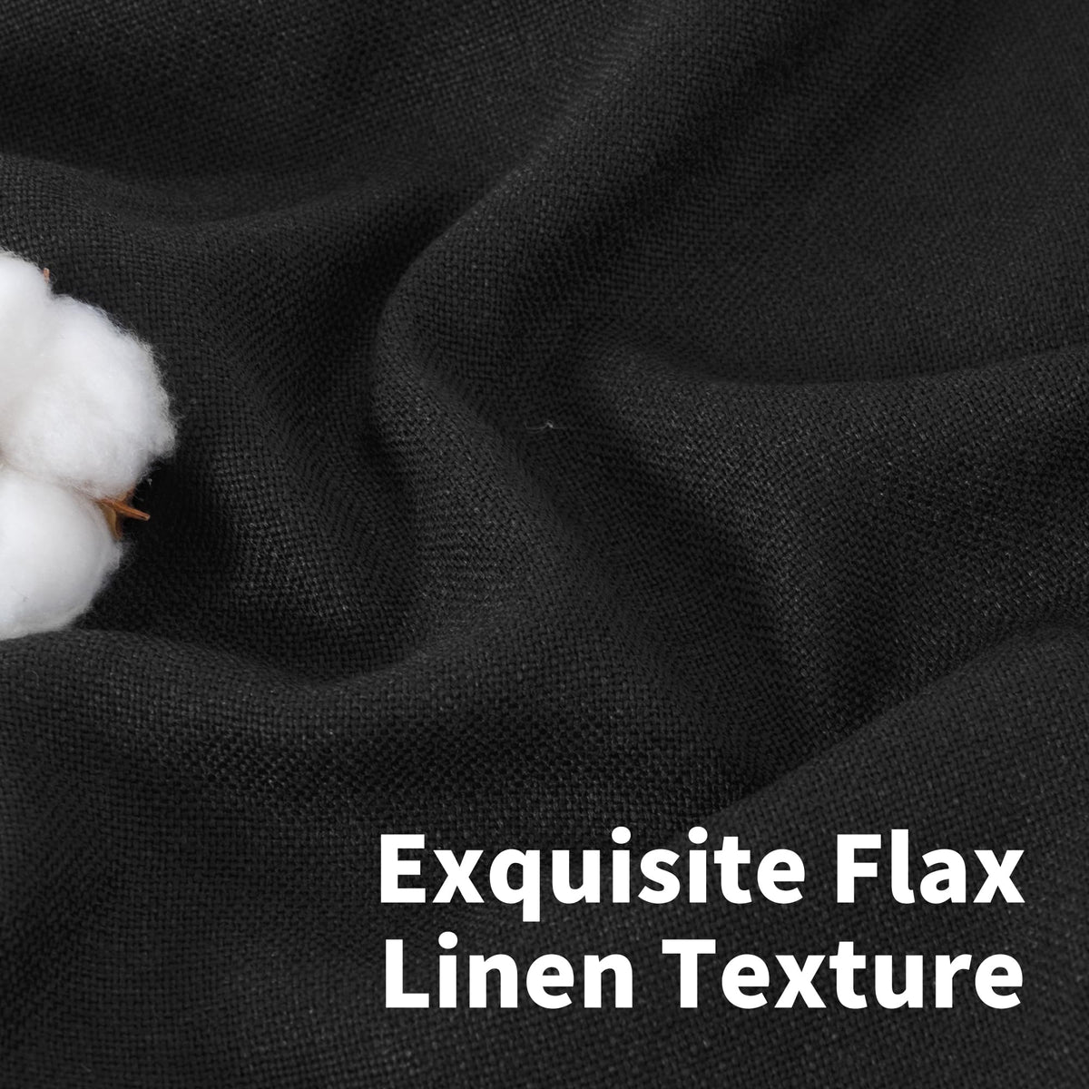 Black Linen Semi Sheer Curtains 45 Inches Long 2 Panels (2 Count)