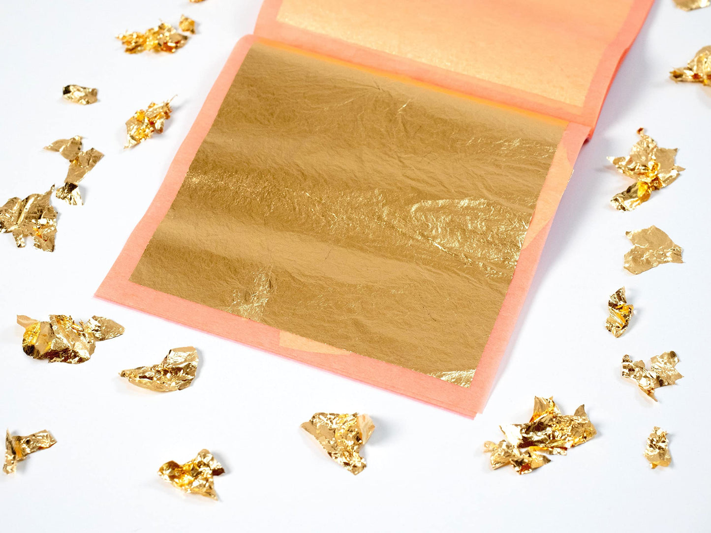 Slofoodgroup - 24 Karat Edible Gold Leaf Loose Sheets - 25 Sheets Gold Leaf Per Book - Gold Leaf Sheet Size 3.15in x 3.15in Loose Leaf Sheets - Edible Decoration, Crafting, Art and More