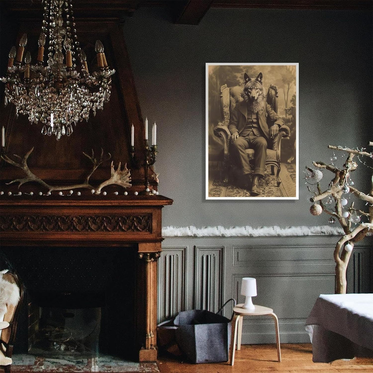 Werewolf Vintage Shoot Art Poster Print Canvas Wall Art Ideal for Dark Academia Gothic Occult Decor Living Room Bedroom Office Posters Decorations Creepy Picture 24X36inch Unframed