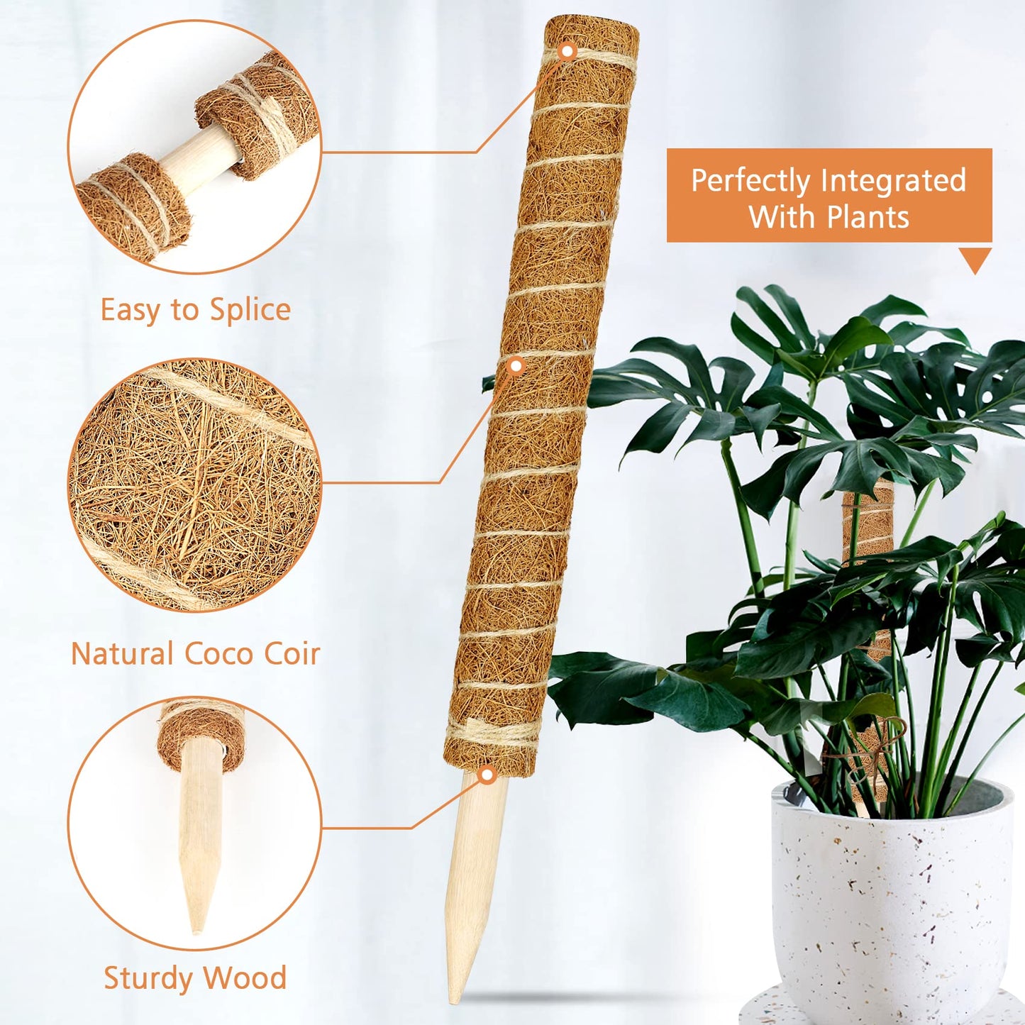 【2 Pack】 JJGoo Moss Pole, 2 Coco Coir Totem Poles Extending to 29 Inches, Plant Support Stick for Indoor Plants Climbing Plants Monstera, Sphagnum, Pothos