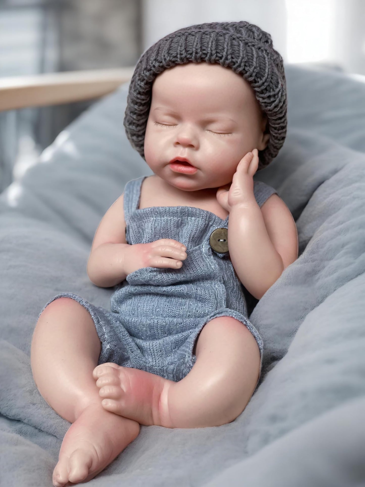 Gileutay 20 inch Full Solid Silicone Reborn Doll Boy Lifelike Reborn Sleeping Newborn Babies Doll That Can Open Mouth