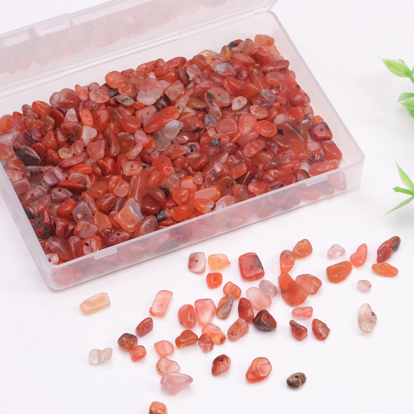 Youngbling Natural Chip Stone Beads 450 Pcs 5-8mm Healing Crystal Irregular Gemstone Drilled Lose Rocks Carnelian Beads Bulk for Bracelet Jewelry Making