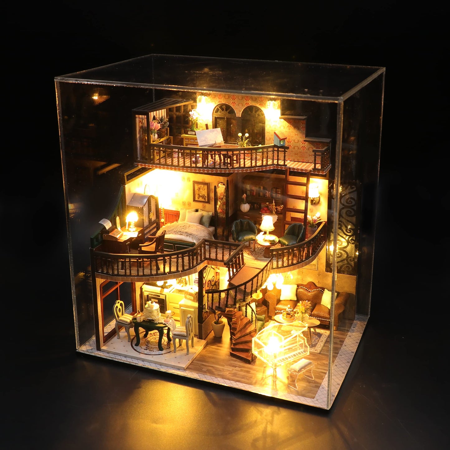 Flever DIY Miniature House Kit, Tiny Home Kit with LED Light, Mini House Build Craft Kits for Adults and Teens, Home Decor Creative Gift for Family/Friends (Dream Building Pavilion)