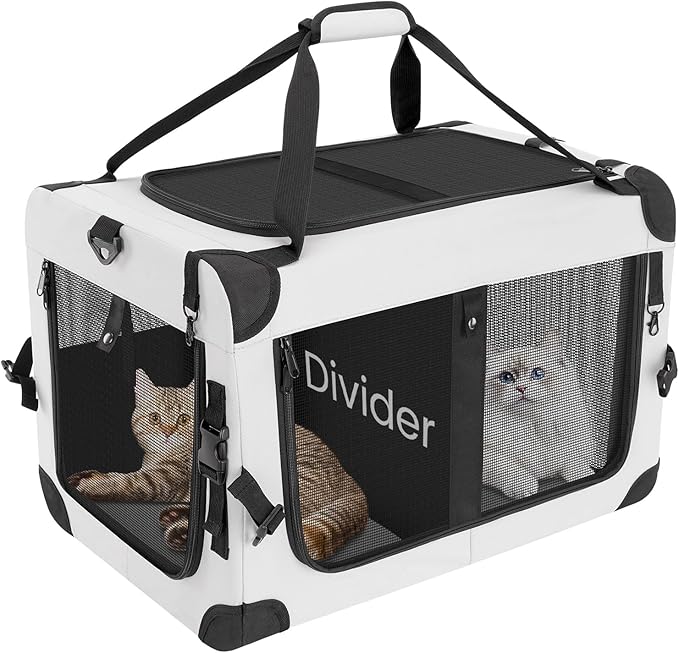 LOTYP Extra Large Cat Carrier for 2 Cats with Divider, Soft-Sided