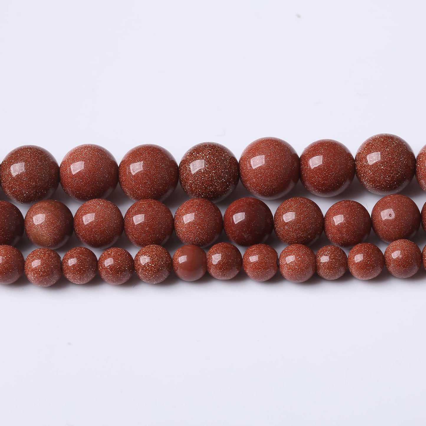 10MM Gold Sand Stone Round Loose Beads Natural Gem Beads Crystal Energy Stone Beads for Jewelry Making DIY Bracelet Necklace