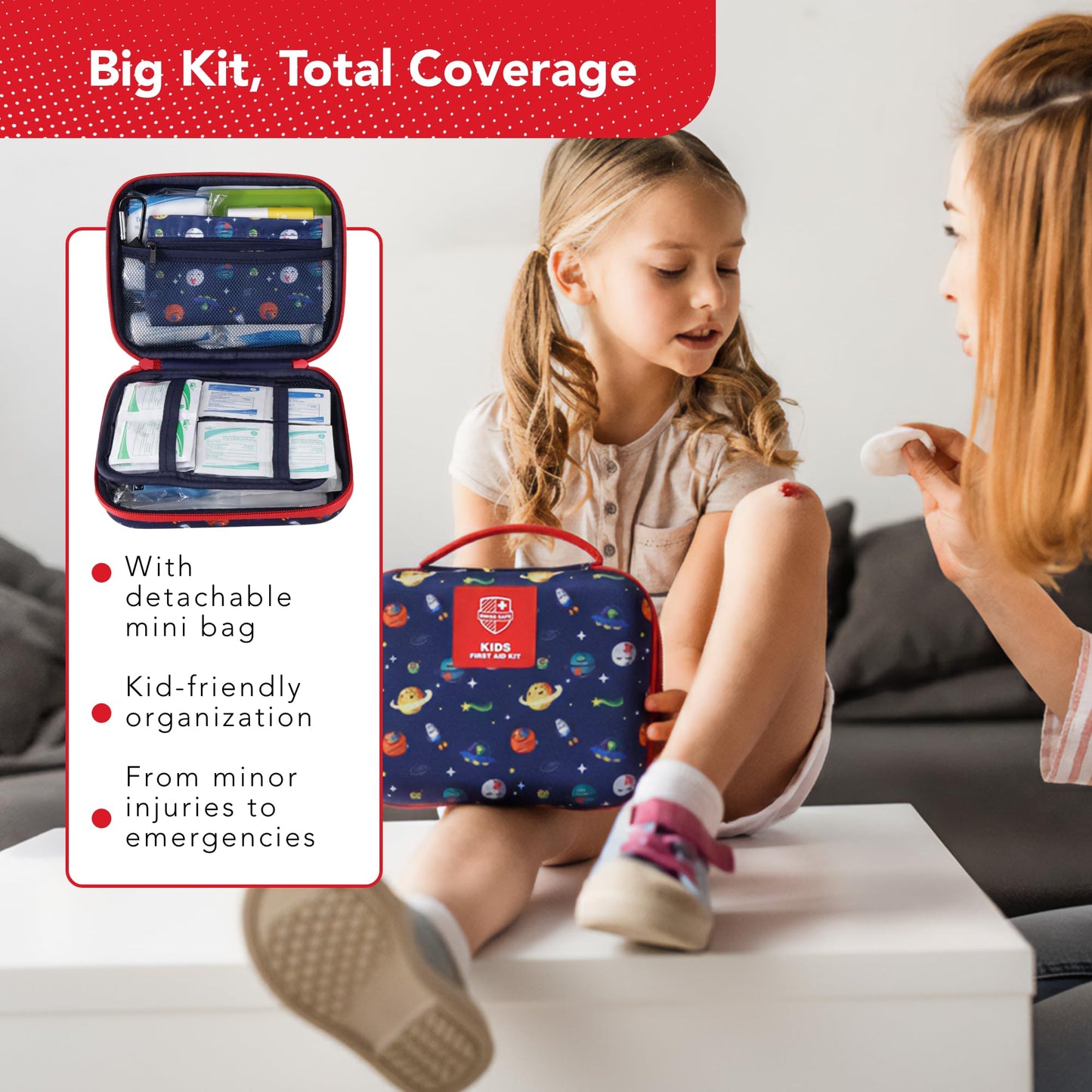 Swiss Safe First Aid Kit for Kids 246 Pieces - for Travel, Home & Car Emergency Kit, Baby & Toddler First Aid, Small Portable Kit with Mini Bag