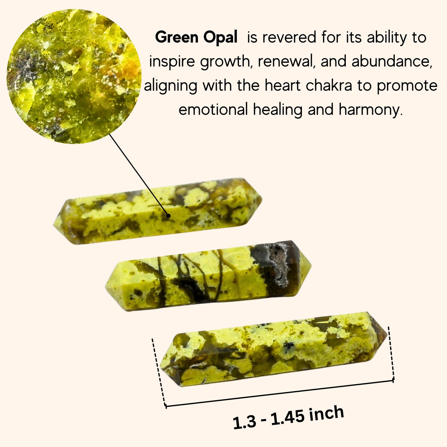 Amazing Gemstone Green Opal Crystal Points Bulk Healing Crystals - Pack of 3 Double Terminated Healing Wand Point Bulk Crystals for Crafts, Crystal Grid - Premium Crystals for Beginners Gifts