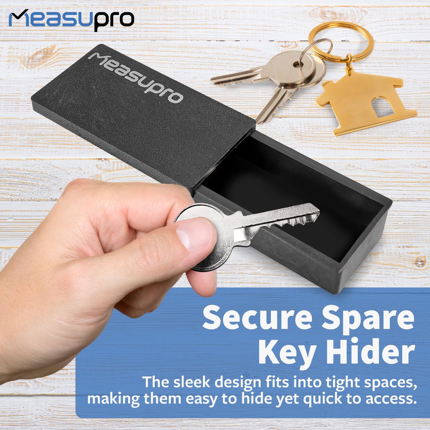 Measupro Magnetic Key Holder for Car 6 Pack - Under Car Spare Keys Hider Hide A Key for Your Car So You Never Lock Out Magnetic Key Plastic Boxes Store a Spare Key for Your Home Office - Rugged Black