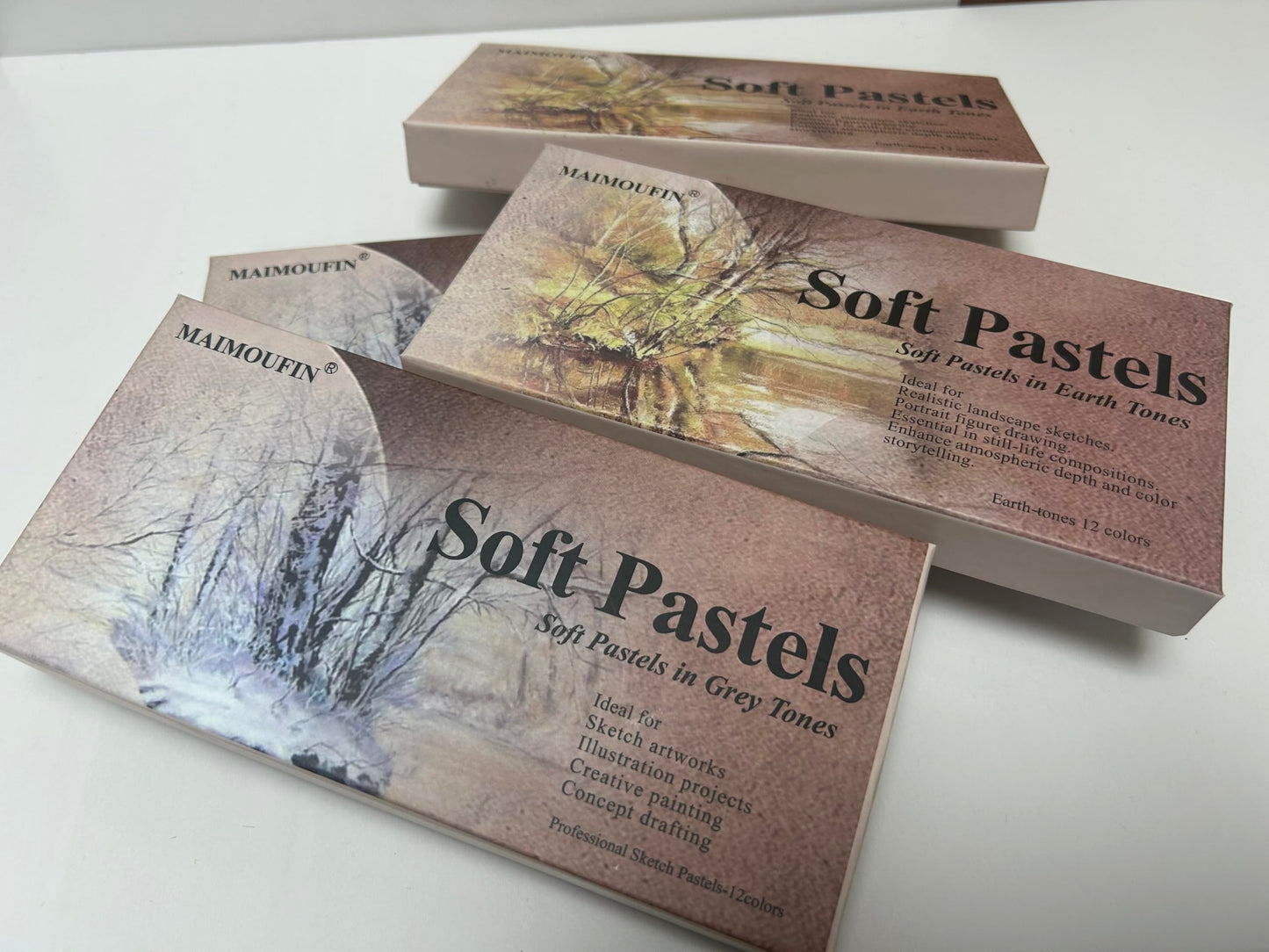 MAIMOUFIN 12-Pack Gray Tone Soft Pastel Sticks - Square Water-Soluble Artist Chalks with High Pigment for Sketching, Drawing & Illustration (Perfect for Artists, Beginners & Hobbyists) (Grey)