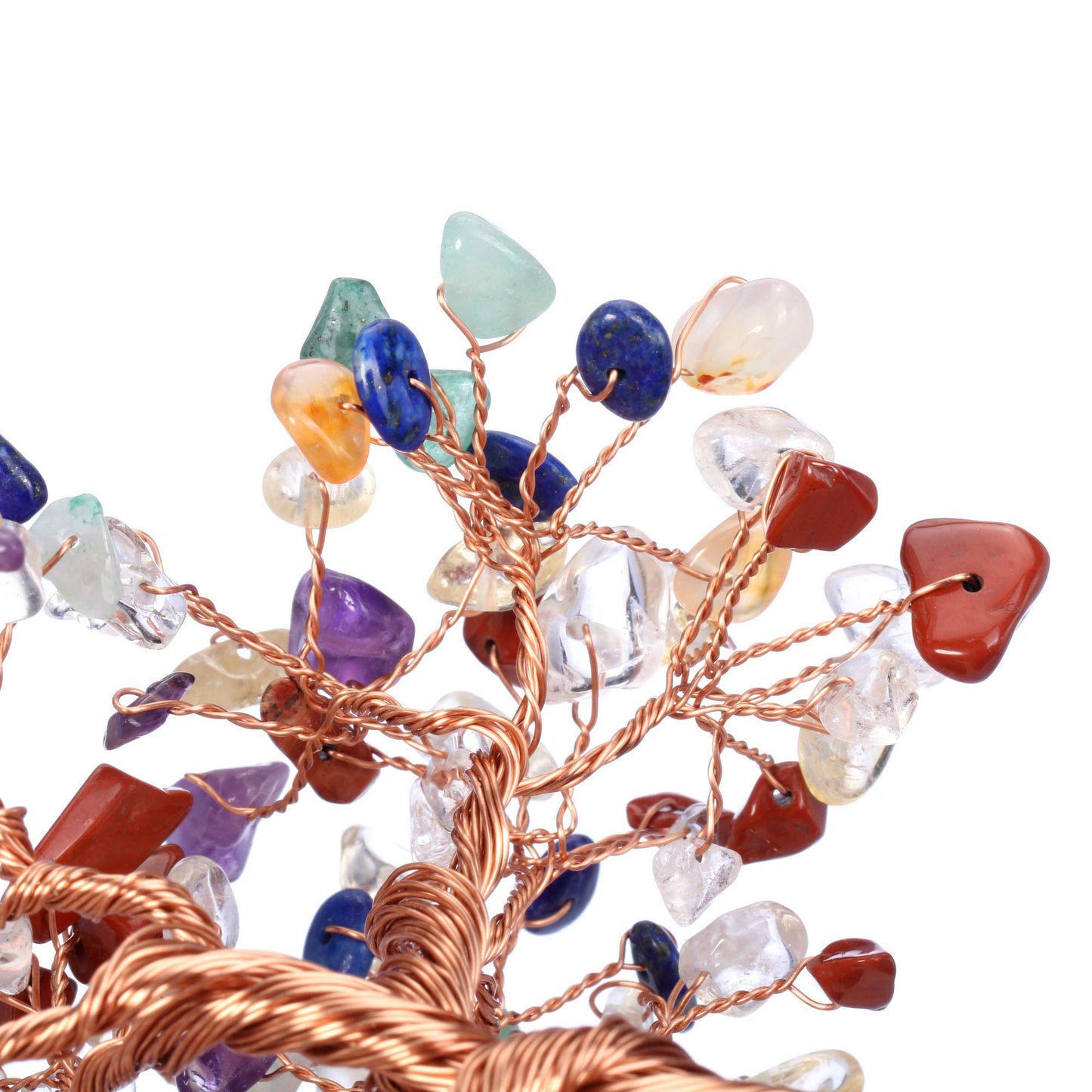Jovivi Natural 7 Chakra Gemstone Healing Crystal Money Tree on Amethyst Cluster Geode Druzy Base Feng Shui Crystals for Home Office Desk Decorations, Wealth,Good Luck