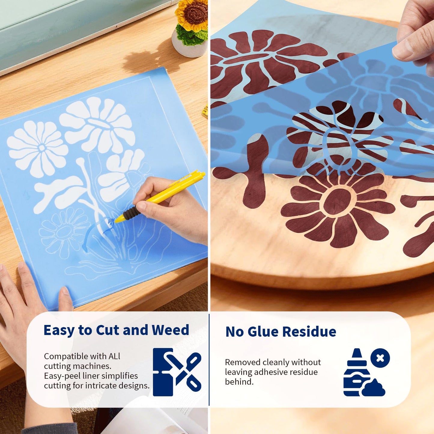 TECKWRAP Blue Stencil Vinyl - Blue Stencil Film for Craft Cutter - Removable Vinyl Stencil Paper - Easy to use, No Residue, Multi-Purpose (12” x 30FT)