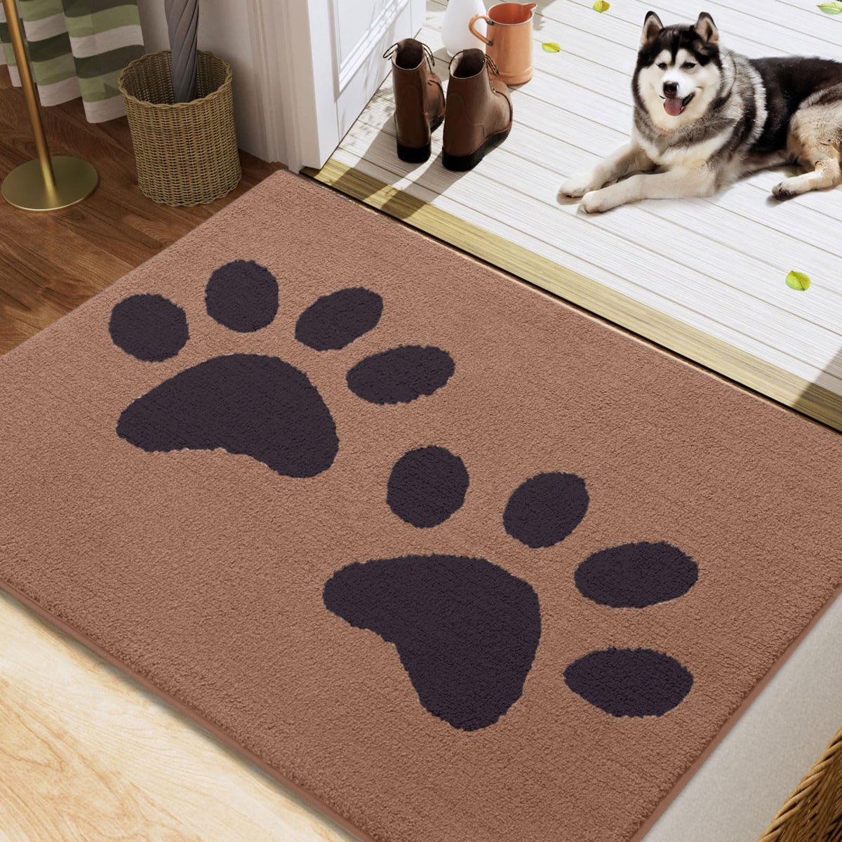 Buganda Dog Door Mat for Muddy Paws 40x32, Absorbent Doormat for Inside