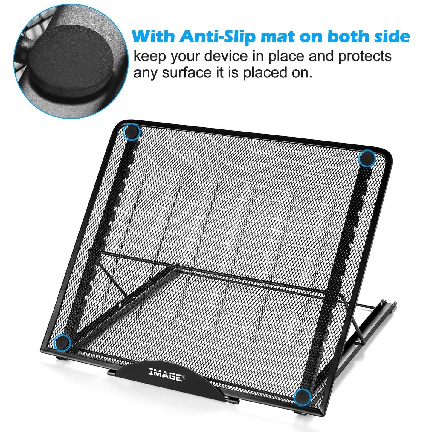 IMAGE Laptop Stand, A3 Large Version Foldable Portable Ventilated Desktop Laptop Stand Holder, Adjustable 12 Angle Points Stand, Compatible with 10" ~ 17" Notebooks, LED Light Box Pad