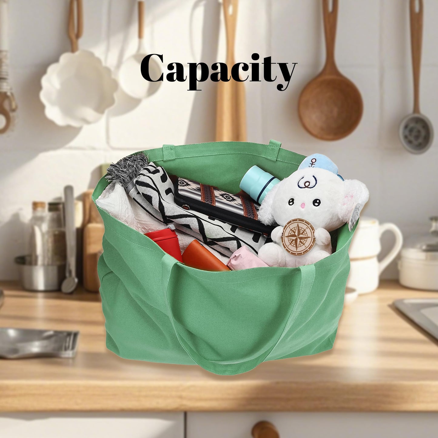 Ghsiuly Large Canvas Tote Bag - Reusable Grocery Bag Foldable Heavy Duty Shopping Bag for DIY Art Crafts Painting Embroidery