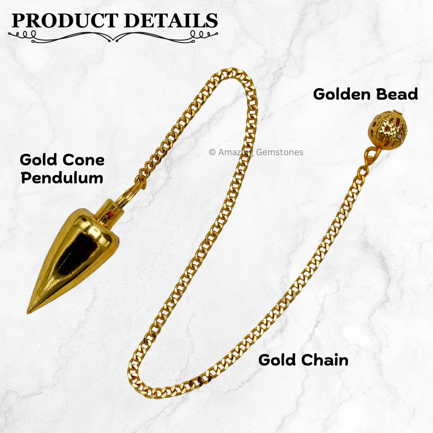 Amazing Gemstone Healing Metal Pendulums for Divination, Gold Cone Steel Copper Pendulum High Energy Pendulo de Bronce Pendulos de Mesa MP27