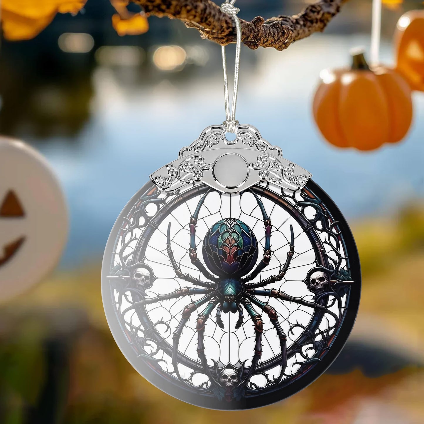 2025 Ornaments for Christmas Tree, Zmoicky Stained Glass Hanging Ornament, Christmas Ornaments Clearance, Gift Exchange Ornament, Bauble Present - Spider