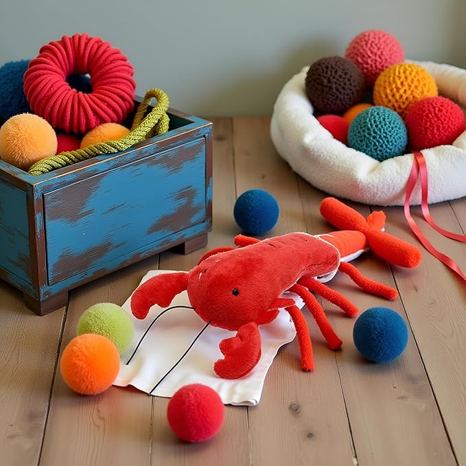Htppzjr Dog Lobster Chew Toy Multi-Shape Comfortable to Touch Plush Cats Chew Stuffed Toy for Pet No Stuffing Crinkle Plush Dog Toys for Puppy Teething Dogs Training and Reduce Boredom