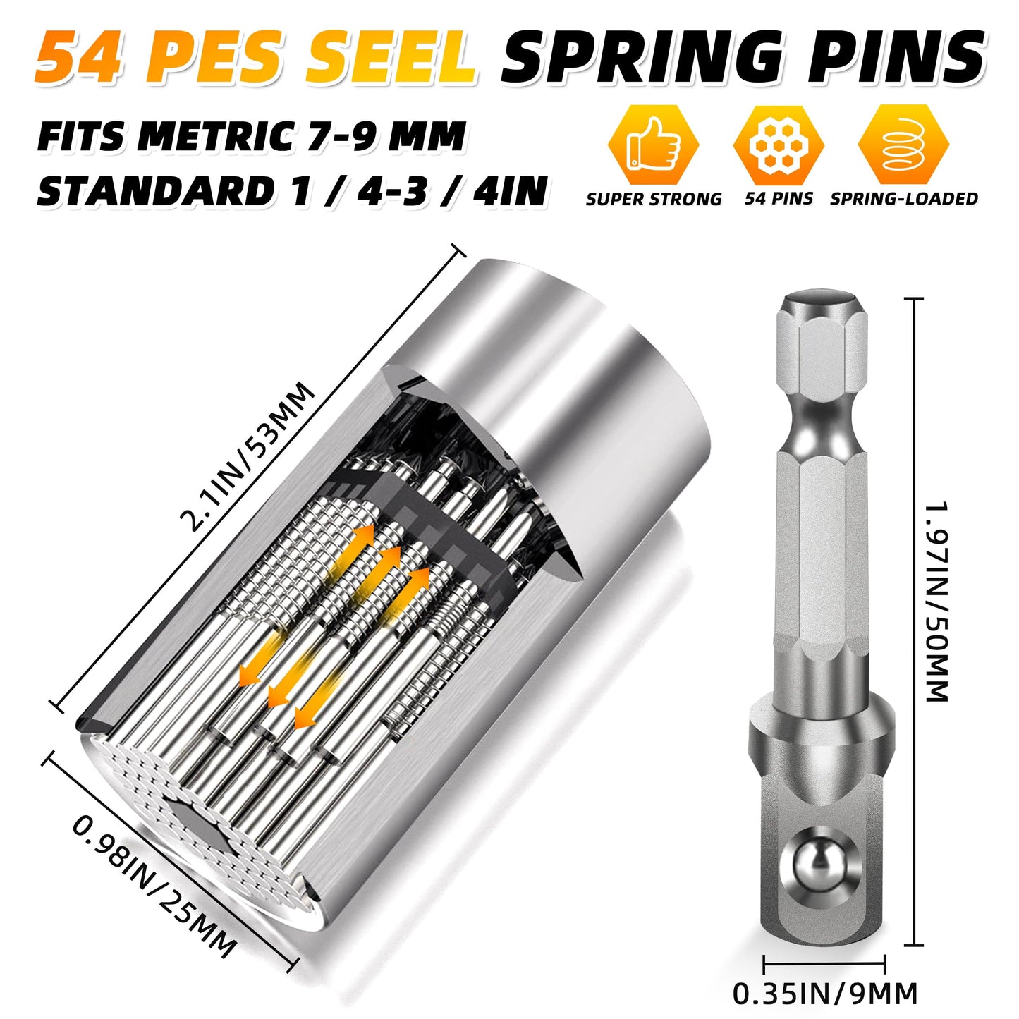 Fathers Day Dad Gifts from Daughter Son Wife Super Universal Socket Tools Gifts for Mens Grip Socket Set With Power Drill Adapter (7-9MM) Cool Tools Gadgets for Dad(2)