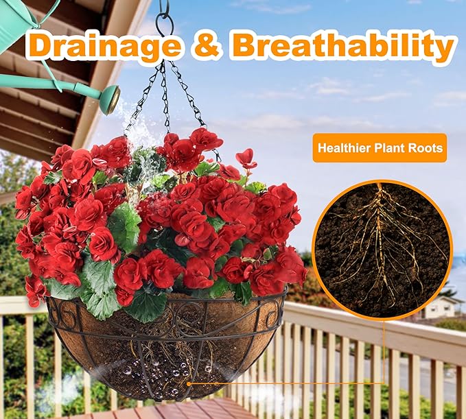 Y&M Pack of 4 12" Pre-Formed Round Coco Fiber Coco Liner Hanging Basket Liners,Coco Replacement Liner for Hanging Basket