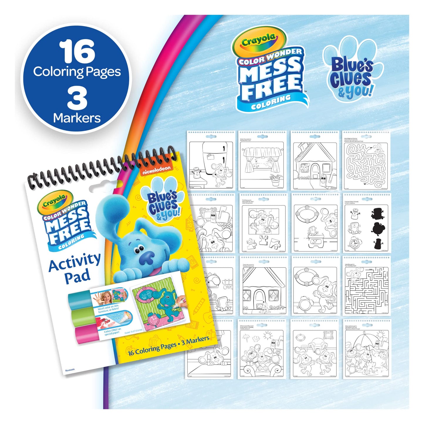 Crayola Nickelodeon Color Wonder Activity Pad Bundle (3pk), Mess Free Coloring Set for Toddlers & Kids, Blue’s Clues, Paw Patrol & Baby Shark, Gift for Kids, 3+