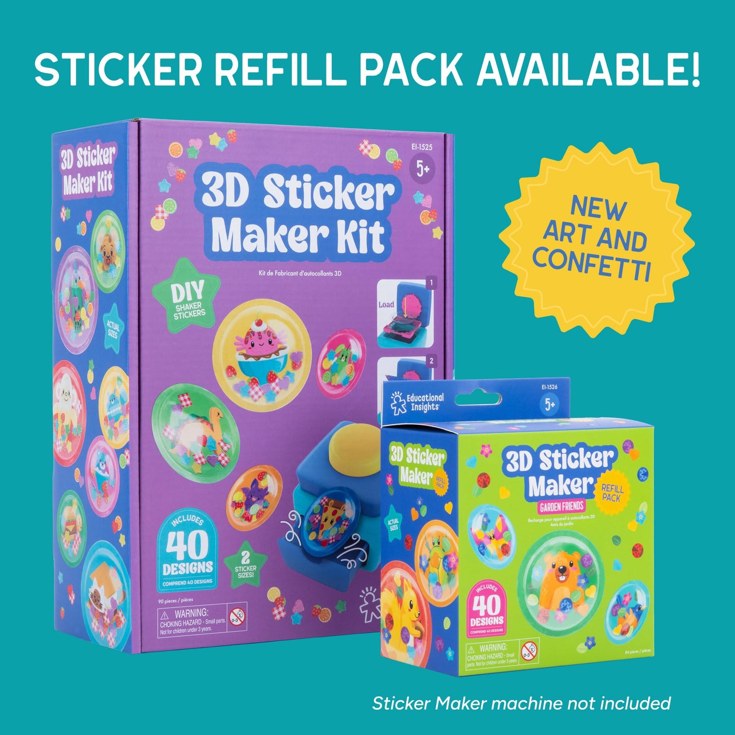 Educational Insights 3D Sticker Maker Kit - Arts and Crafts for Kids Ages 4-8, Make Your Own 3D Stickers, Sticker Making Machine, DIY Puffy Stickers for Kids, Mess-Free Toddler Craft Kit