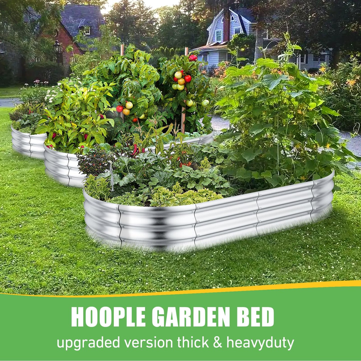 HOOPLE 2 Pack Raised Garden Bed 6x3x1FT, Galvanized Metal Raised Garden Bed Outdoor, Oval Design with Open Base for Better Drainage, Easy Gardening for Vegetables, Flowers & Herbs