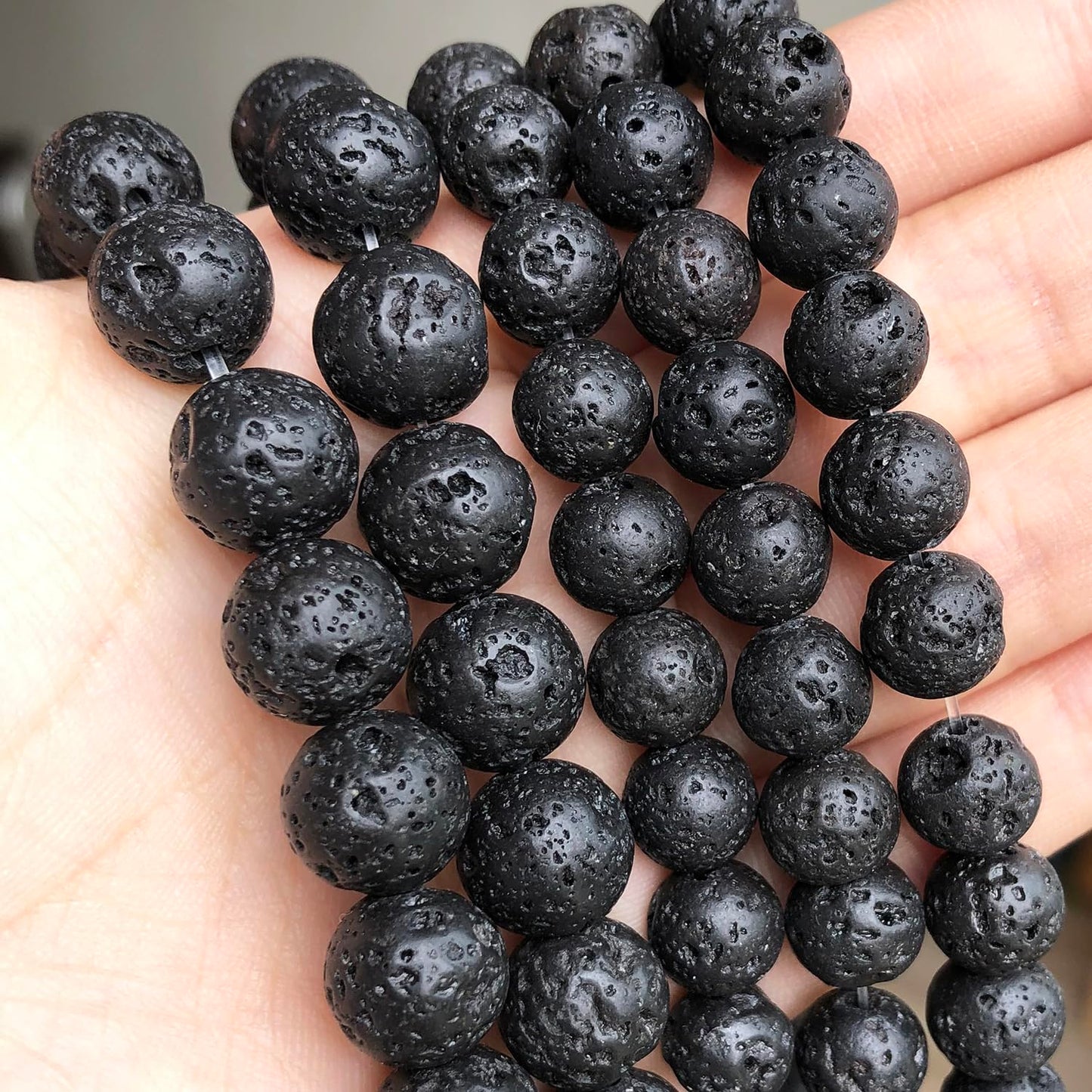 8mm Black Lava Rock Natural Stone Beads Round Loose Beads for Jewelry Making Yochus DIY Beads Bracelet Necklace