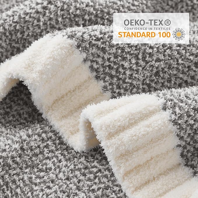 Snuggle Sac Oversized Grey Blanket Twin XL 66X90 for Bed, Reversible Super Soft Warm Cozy Knit Fuzzy Plush Blankets, Heather Dark Grey, 66x90 inches