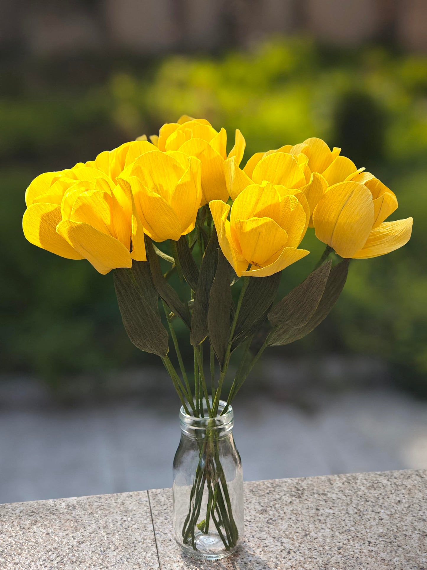 Yellow Crepe Paper Tulip Bouquet for Home Decor Table Centerpieces DIY Flower Making Kit with Floral Tape & 12 Wire Stems