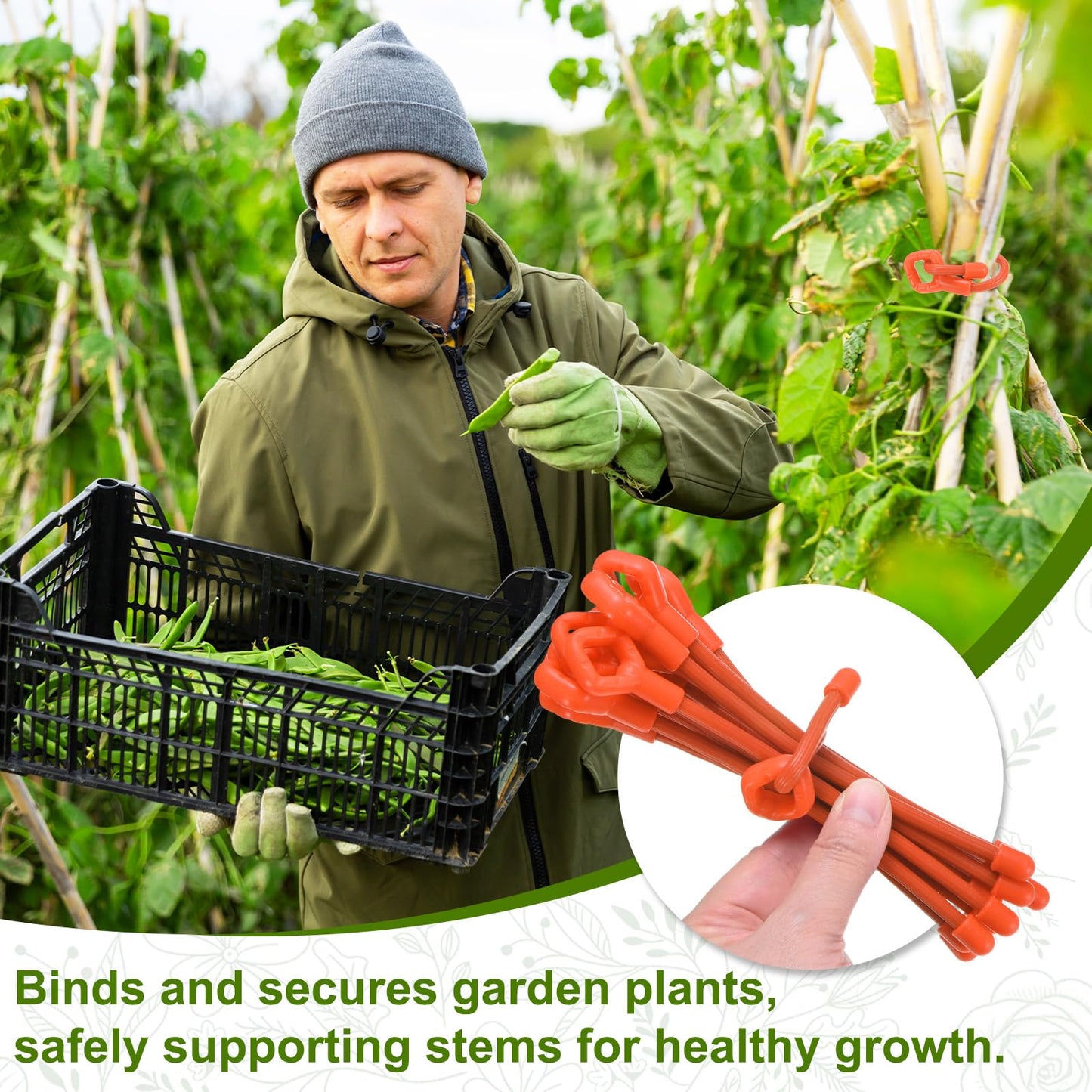 M METERXITY 12-Pack Adjustable Plant Ties, 3inch/7.62cm Silicone Flexible Multi-Function Sturdy Garden Twist Tie for Plant Support/Tree/Shrub/Vine, Reusable Support Twine [Orange]