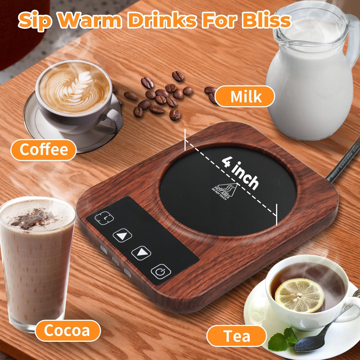 Coffee Mug Warmer - Candle Warmer, 9 Temp Coffee Cup Warmer for Desk Auto Shut Off, 1-12H Timer Smart Electric Beverage Warmer, Candle Warmer Plate Candle Melter, Heated Coffee Mug, Charging Coaster