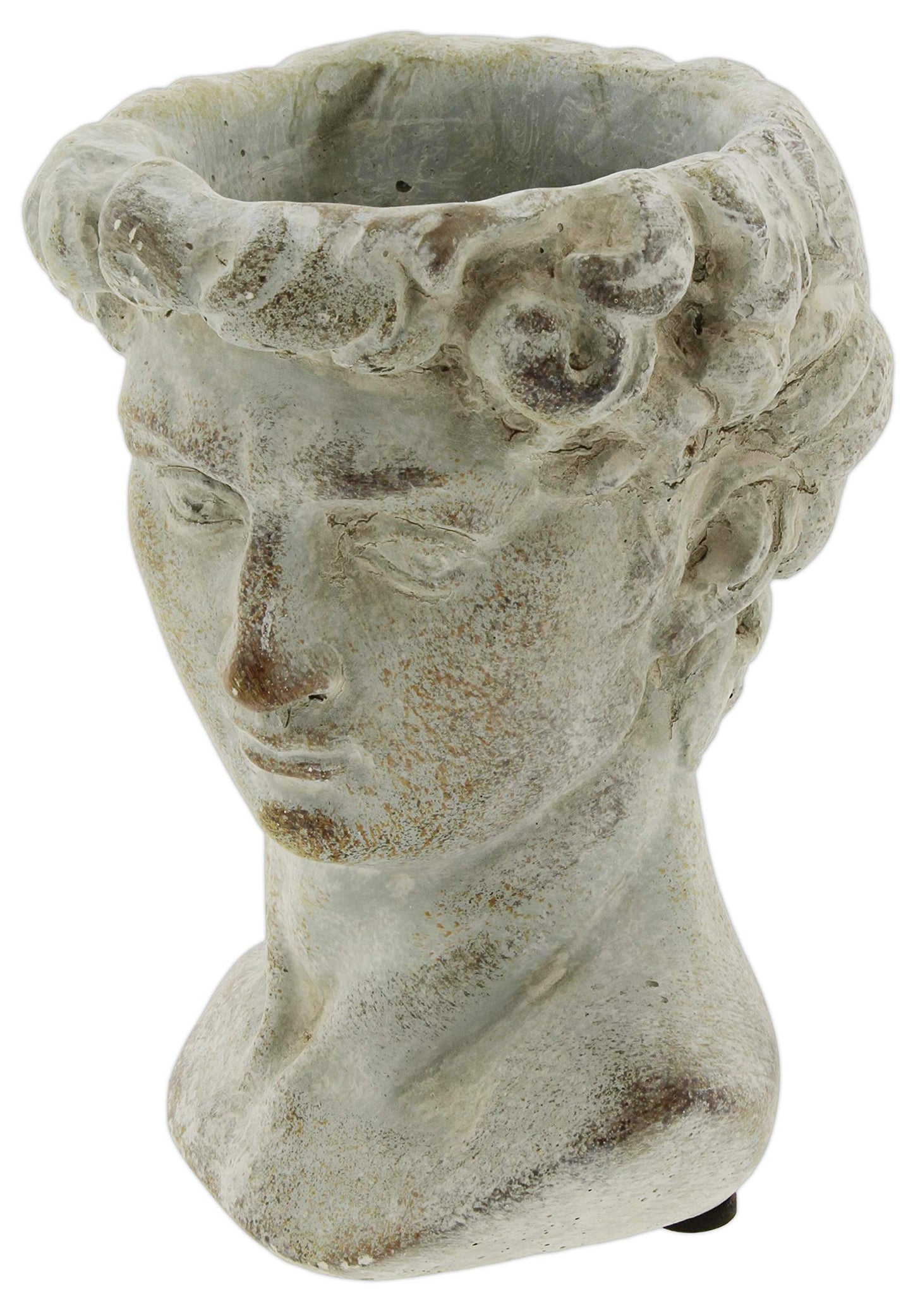The Bridge Collection Antique Style Old World Greek Statue Head Cement Face Planter Pot