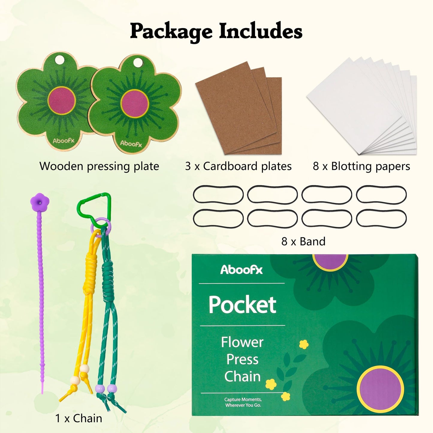 Aboofx Mini Flower Press 3" x 3", Pocket Flower Press Kit for DIY Crafts, Journaling and Gift for Nature Lovers