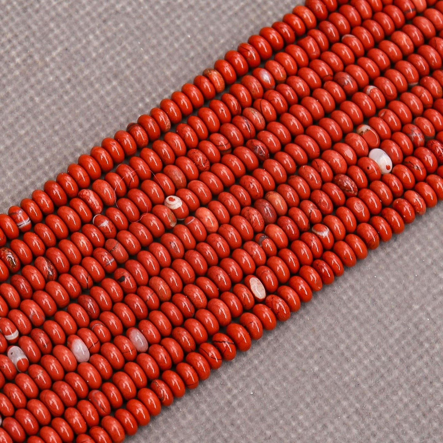 BONNY BOXX 1 Strand (150PCs) Natural 2 * 4mm Red Jasper Rondelle Beads, Natural Abacus Disk Stone Beads Loose Spacer Gemstone for DIY Bracelet Necklace Jewelry Making