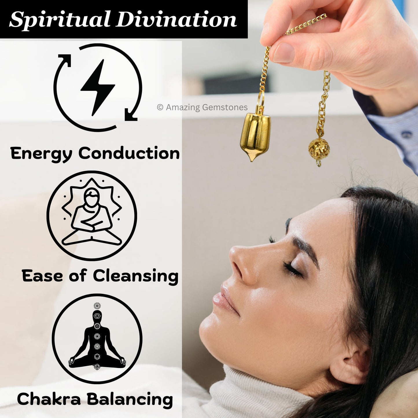Amazing Gemstone Healing Metal Pendulums for Divination, Gold Pointed Drum Steel Copper Pendulum High Energy Pendulo de Bronce Pendulos de Mesa MP93